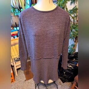 Women's Oversized MTS Ribbed Hem cuffs soft heathered sweater Sz Large